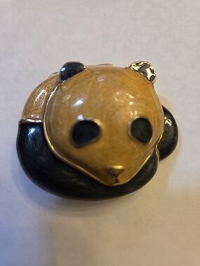 Estee Lauder Vintage Knowing Panda Enamel Solid Perfume Compact Collector Piece